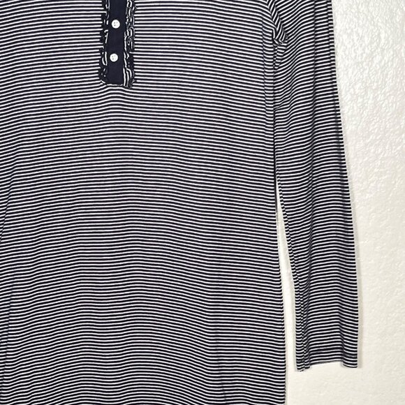 Ralph Lauren Nightgown M Navy Blue White Stripe Long Sleeve Sleep SKYKH 813938T - Picture 7 of 15